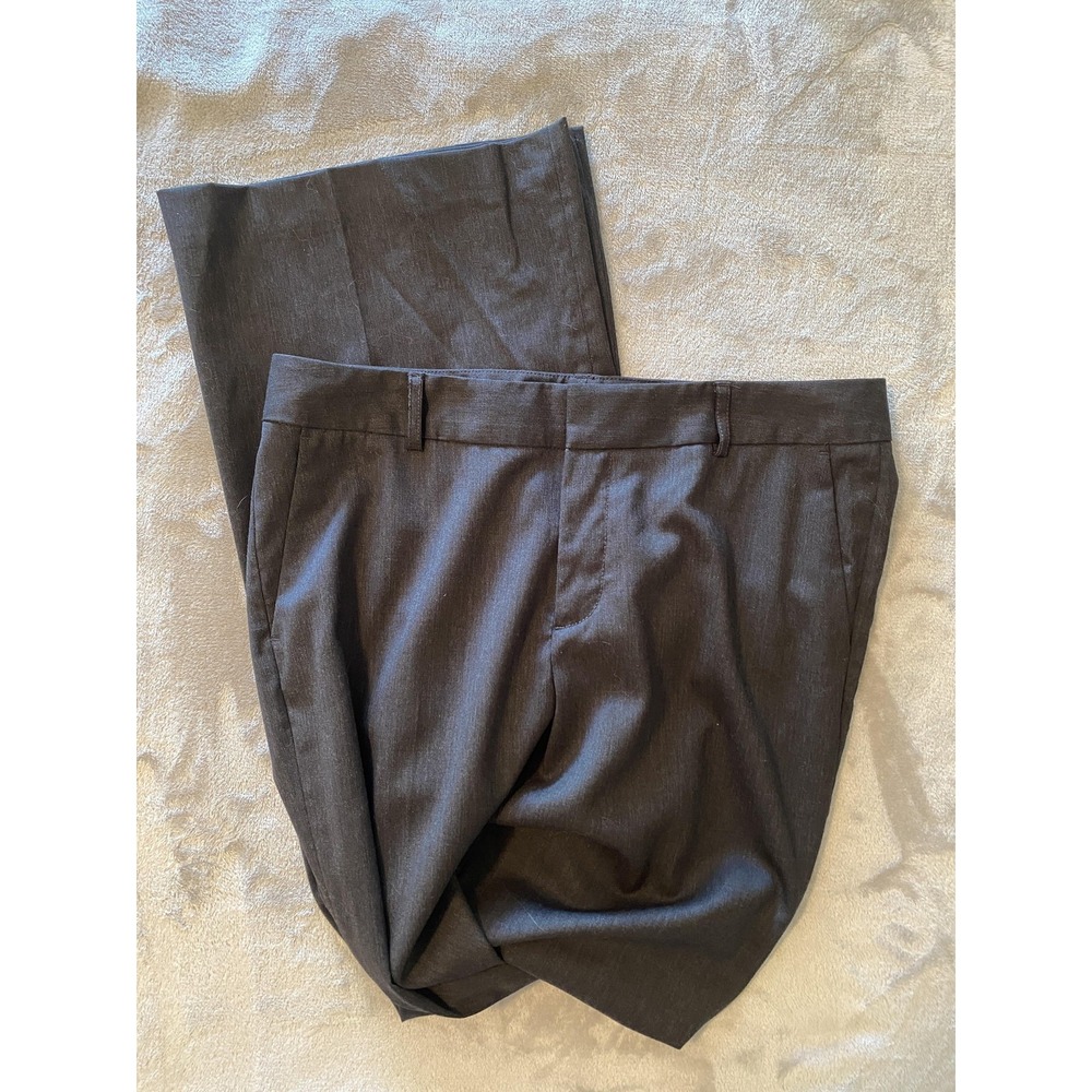 Eddie Bauer‎ Pants Women10 Tall Gray Wool Blend Stretch Wide Leg Y2K Career Work